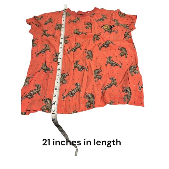 Guess Kids Leopard Print T-Shirt Orange 14Y Viscose & Polyester - Picture 7 of 9